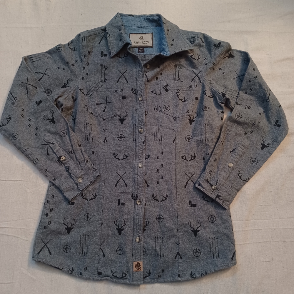 Legendary Whitetails Flannel Shirt with Hunting Motifs Women's Size Medium